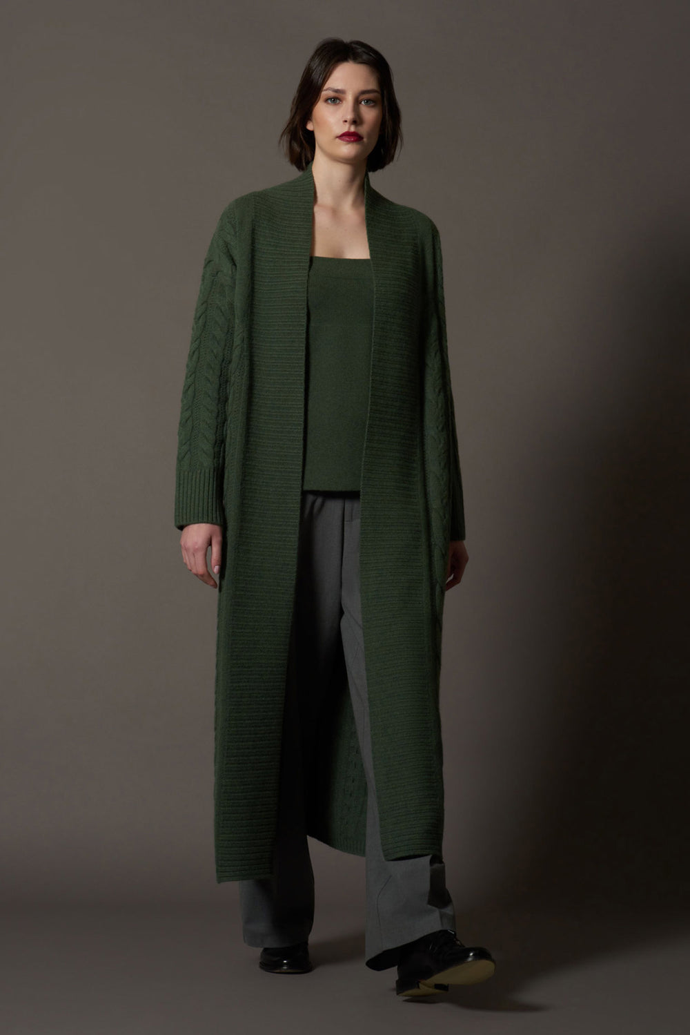 Cappotto a Trecce in Puro Cashmere Loden