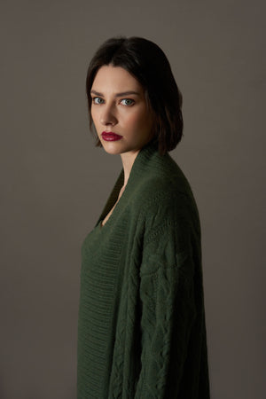 Cappotto a Trecce in Puro Cashmere Loden