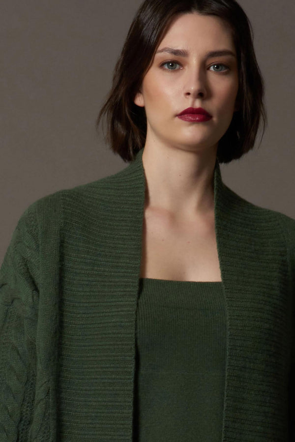 Cappotto a Trecce in Puro Cashmere Loden