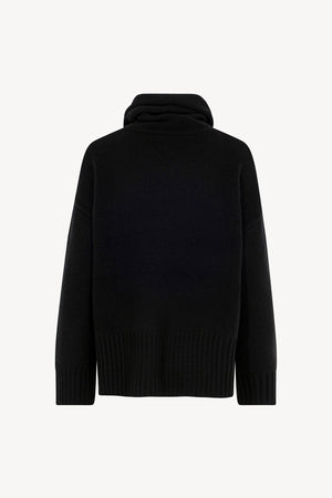 Maglia 8 fili con Collo ad Anello in Puro Cashmere Nero
