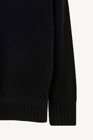 Maglia 8 fili con Collo ad Anello in Puro Cashmere Nero