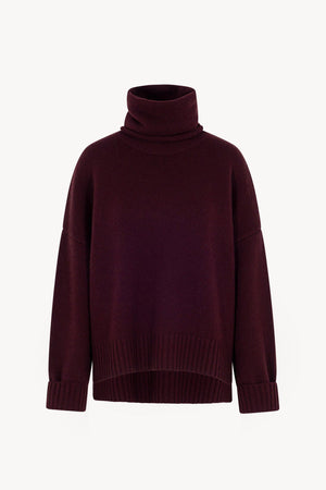 Maglia 8 fili con Collo ad Anello in Puro Cashmere Acero