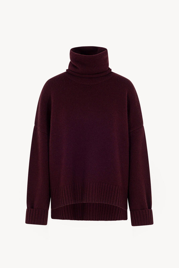 Maglia 8 fili con Collo ad Anello in Puro Cashmere Acero