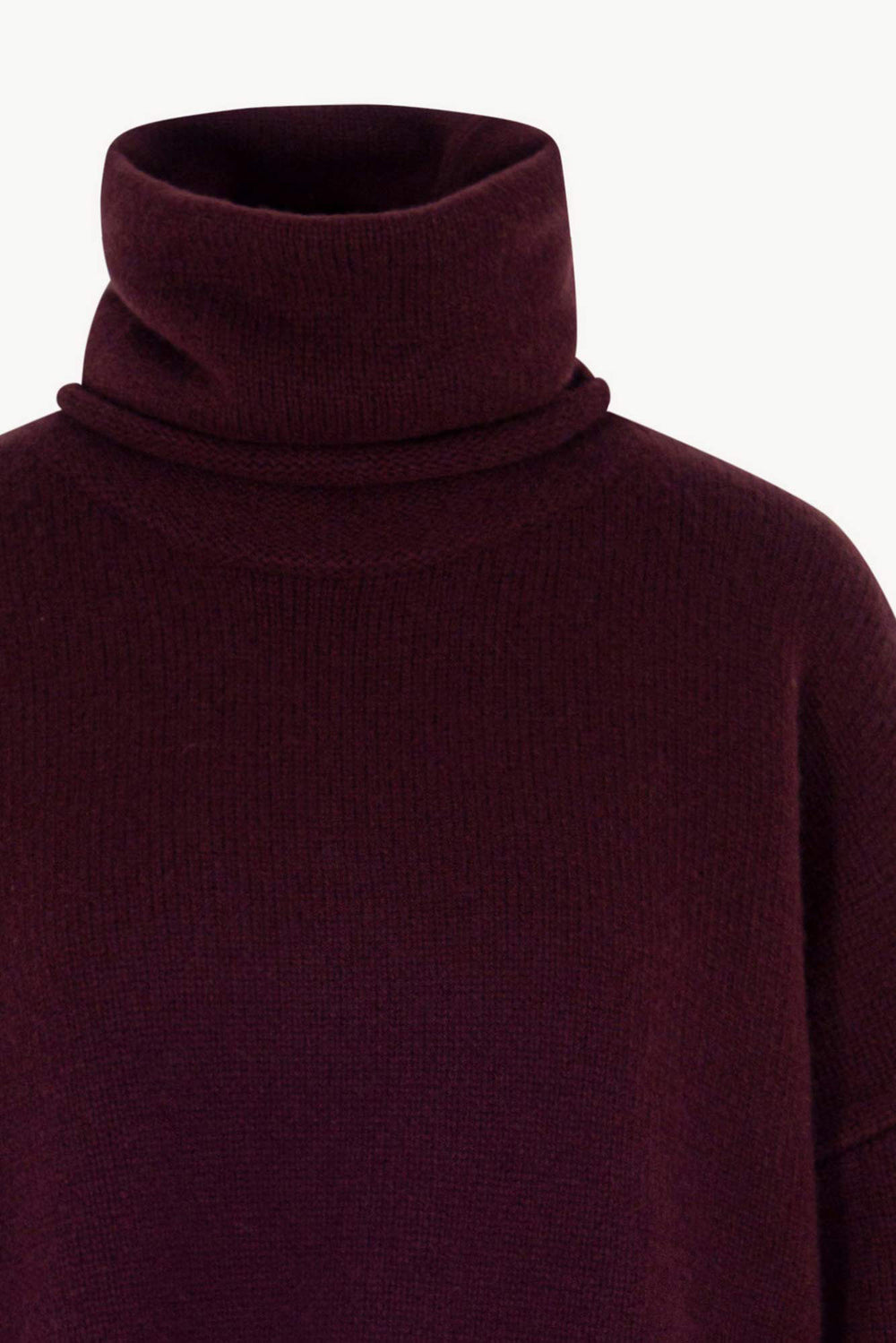 Maglia 8 fili con Collo ad Anello in Puro Cashmere Acero