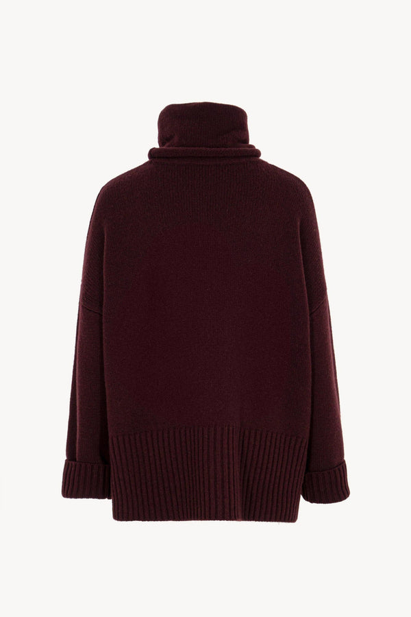 Maglia 8 fili con Collo ad Anello in Puro Cashmere Acero