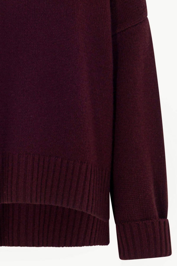 Maglia 8 fili con Collo ad Anello in Puro Cashmere Acero