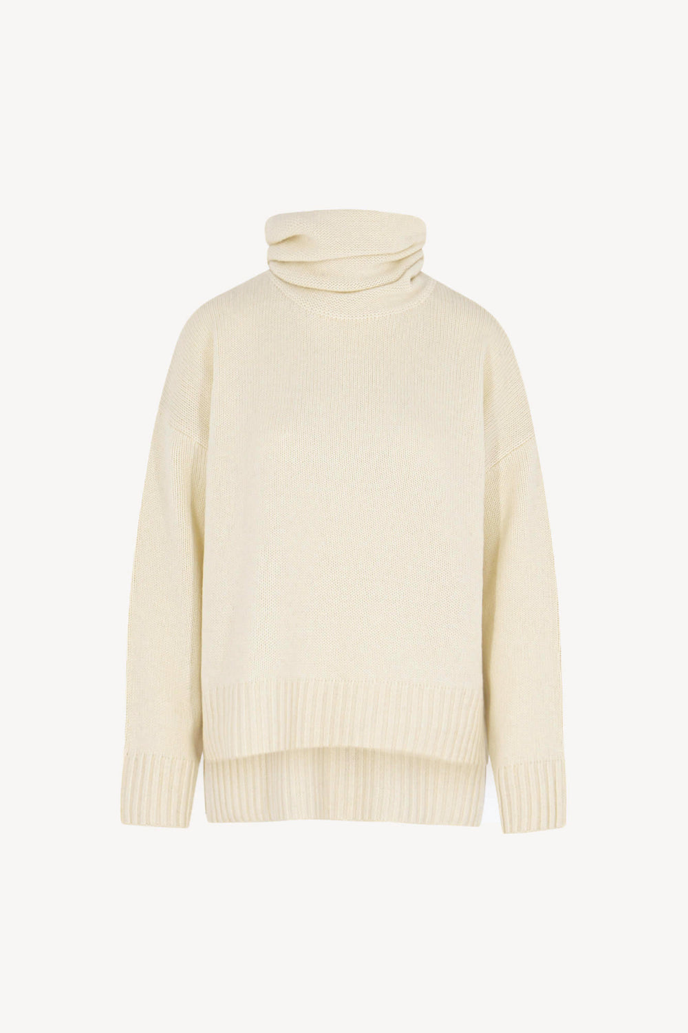 Maglia 8 fili con Collo ad Anello in Puro Cashmere Latte