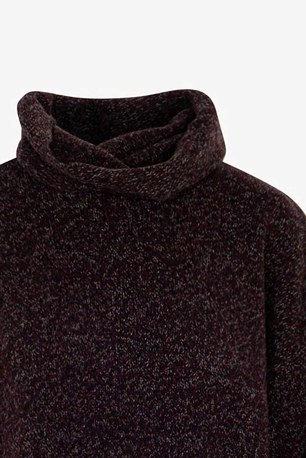 Maglia 8 fili con Collo ad Anello in Puro Cashmere Moulinè Acero
