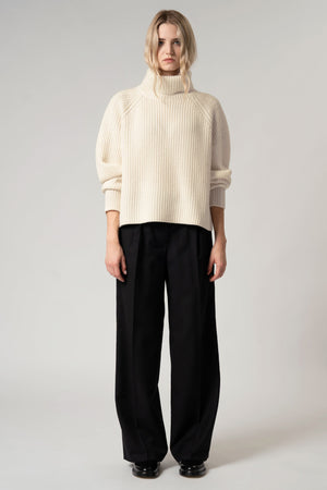 Dolcevita a Costa Inglese in Puro Cashmere Latte