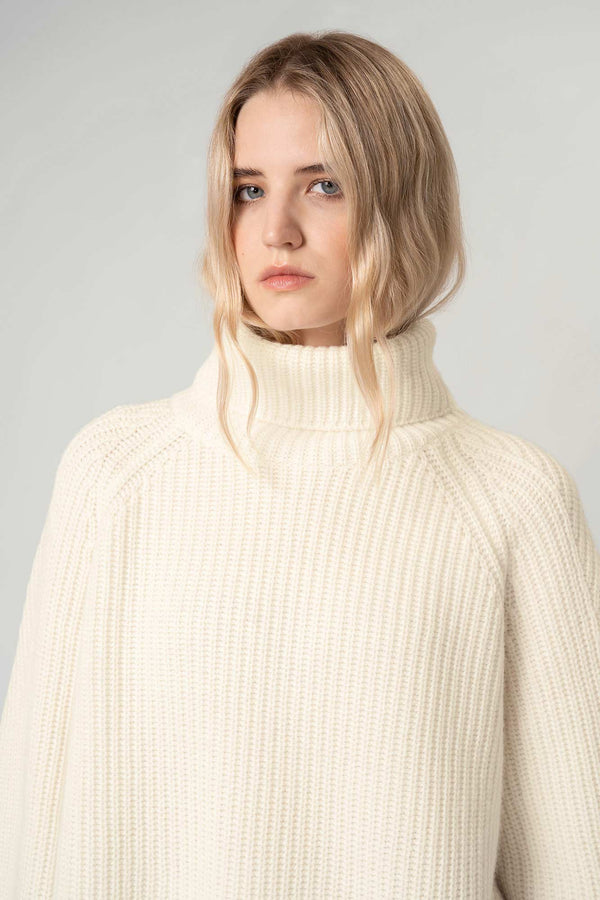 Dolcevita a Costa Inglese in Puro Cashmere Latte