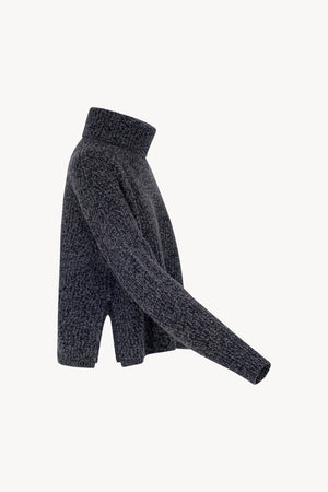 Dolcevita a Coste in Puro Cashmere Moulinè Notte