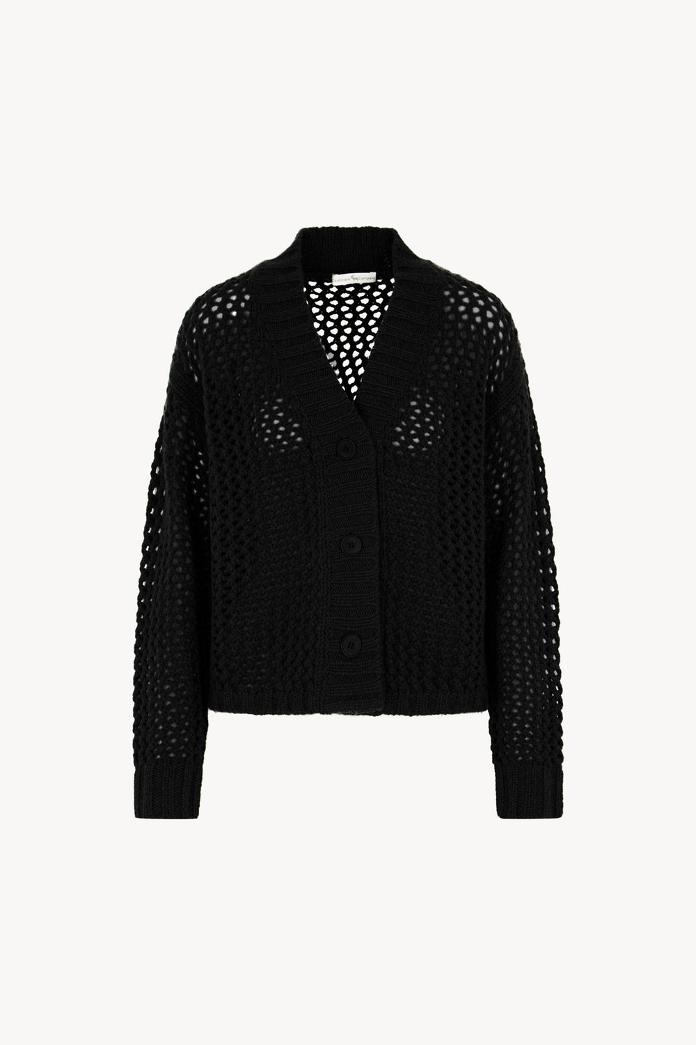 Cardigan in Punto Rete in Puro Cashmere Nero