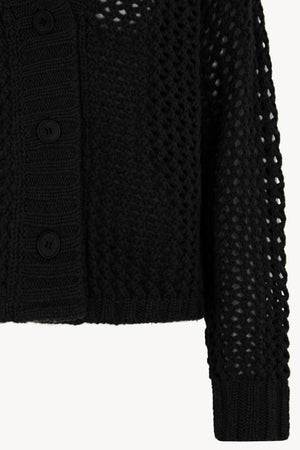 Cardigan in Punto Rete in Puro Cashmere Nero