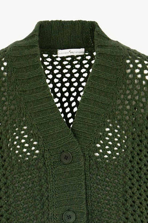 Cardigan in Punto Rete in Puro Cashmere Loden