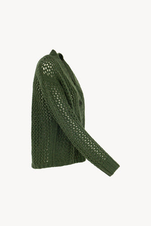 Cardigan in Punto Rete in Puro Cashmere Loden