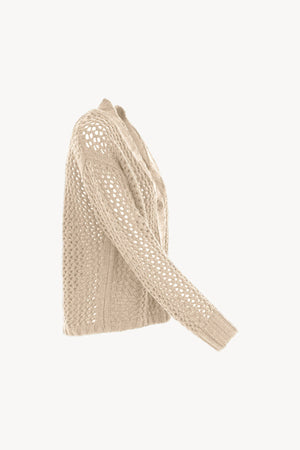 Cardigan in Punto Rete in Puro Cashmere Avena