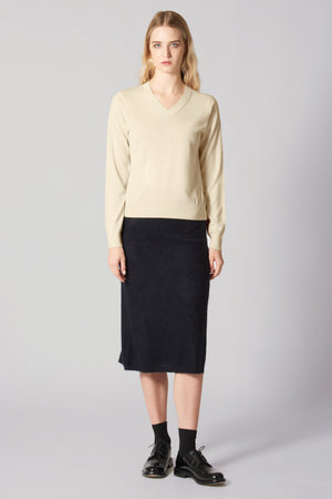 Maglia Scollo a V in Seta Cashmere Extrafine Avorio