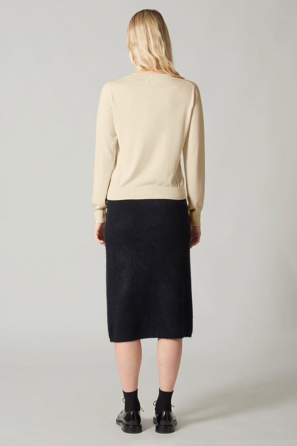 Maglia Scollo a V in Seta Cashmere Extrafine Avorio