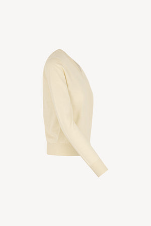 Maglia Scollo a V in Seta Cashmere Extrafine Avorio