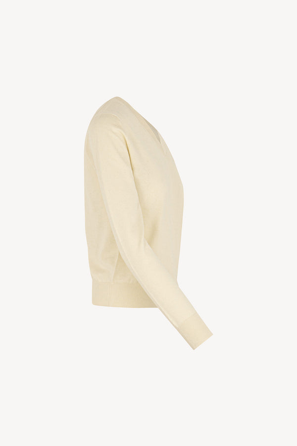 Maglia Scollo a V in Seta Cashmere Extrafine Avorio