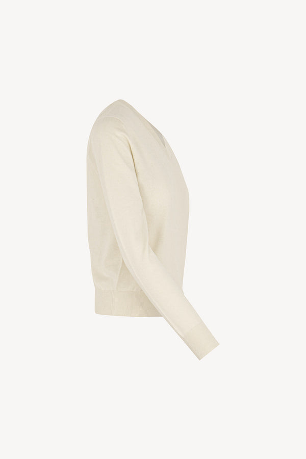 Maglia Scollo a V in Seta Cashmere Extrafine Avorio