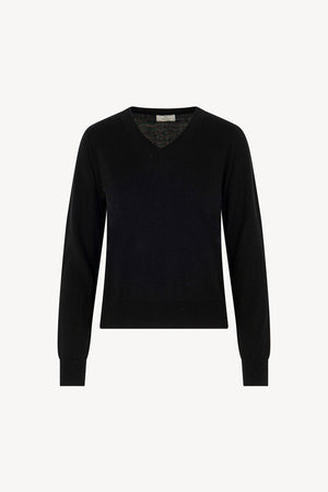 Maglia Scollo a V in Seta Cashmere Extrafine Nero