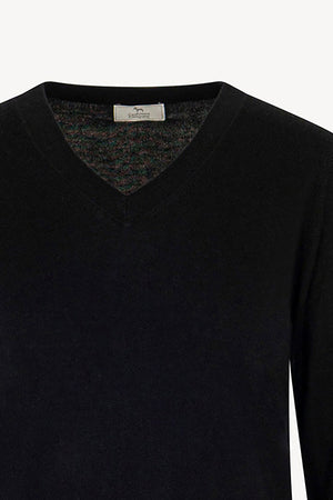 Maglia Scollo a V in Seta Cashmere Extrafine Nero
