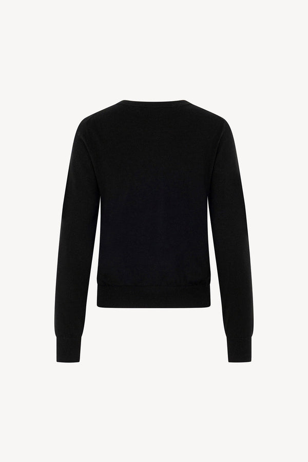 Maglia Scollo a V in Seta Cashmere Extrafine Nero