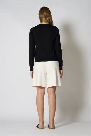 Maglia Scollo a V in Seta Cashmere Extrafine Nero