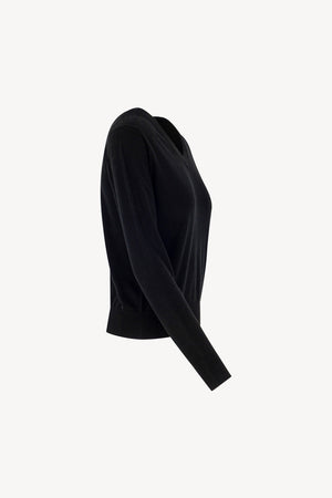 Maglia Scollo a V in Seta Cashmere Extrafine Nero