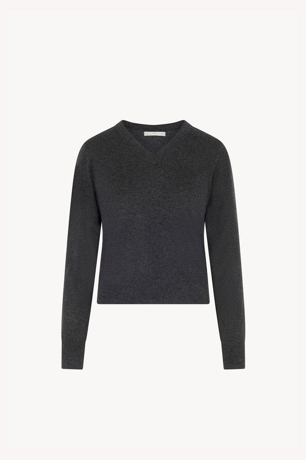 Maglia Scollo a V in Seta Cashmere Extrafine Grigio