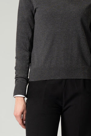 Maglia Scollo a V in Seta Cashmere Extrafine Grigio