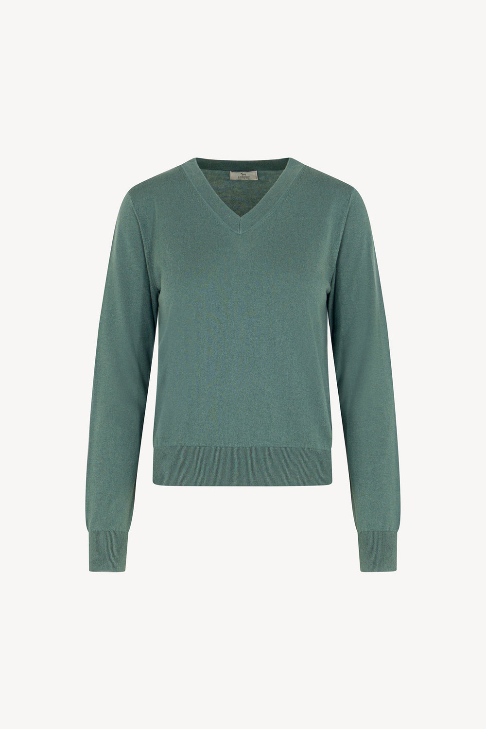 Maglia Scollo a V in Seta Cashmere Extrafine Lichene