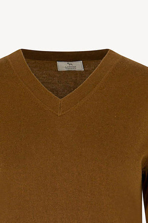 Maglia Scollo a V in Seta Cashmere Extrafine Terracotta