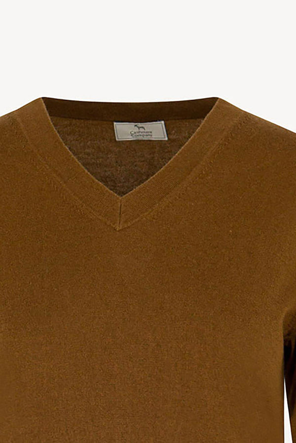 Maglia Scollo a V in Seta Cashmere Extrafine Terracotta