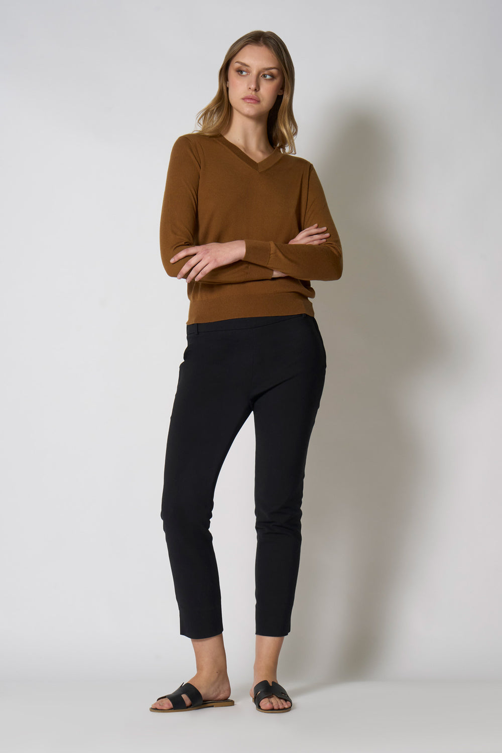 Maglia Scollo a V in Seta Cashmere Extrafine Terracotta