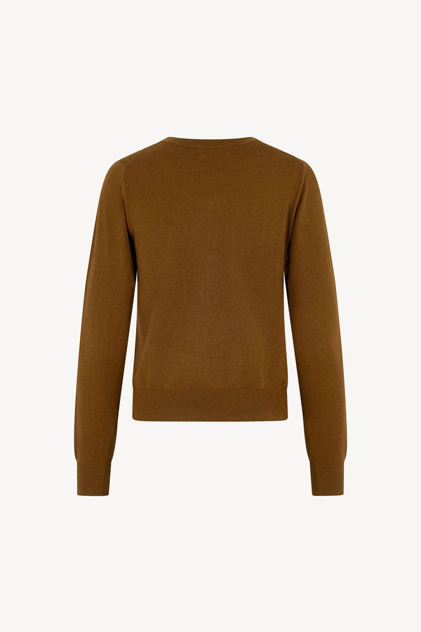 Maglia Scollo a V in Seta Cashmere Extrafine Terracotta