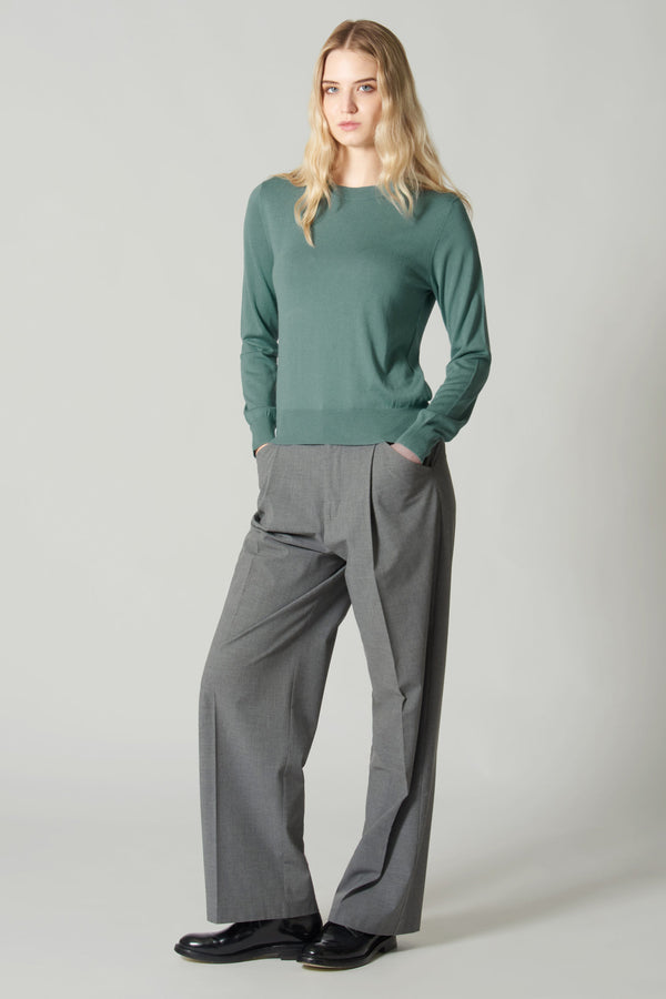 Maglia Girocollo in Seta Cashmere Extrafine Avorio