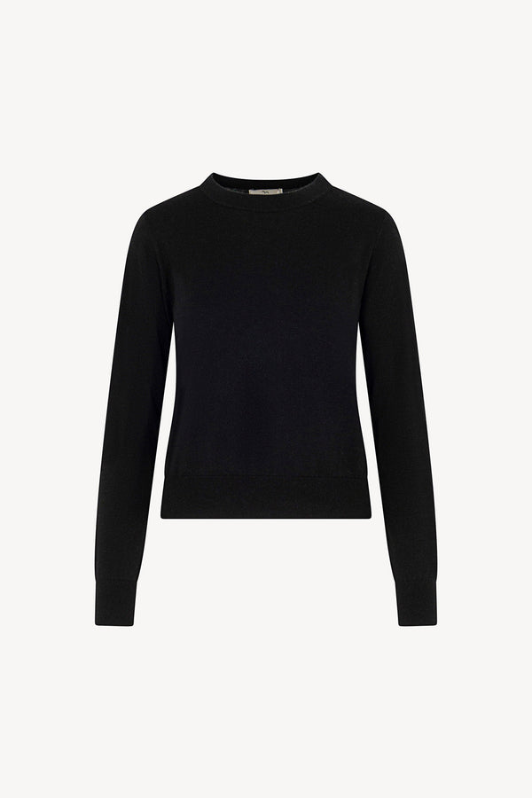 Maglia Girocollo in Seta Cashmere Extrafine Nero