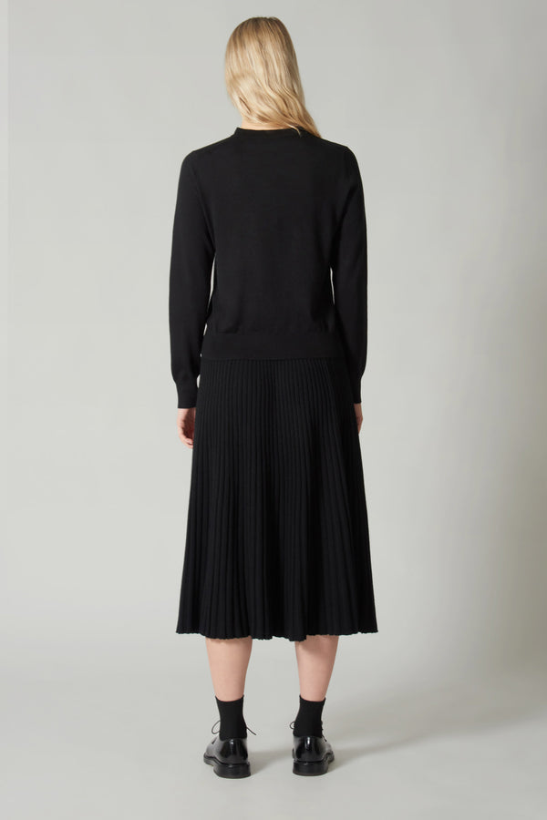 Maglia Girocollo in Seta Cashmere Extrafine Nero