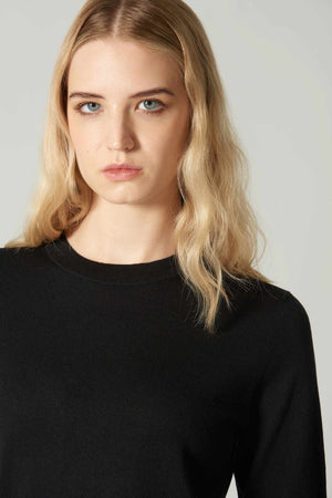Maglia Girocollo in Seta Cashmere Extrafine Nero