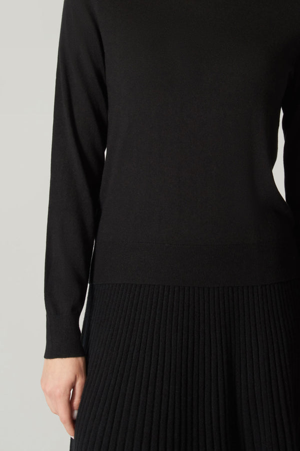 Maglia Girocollo in Seta Cashmere Extrafine Nero