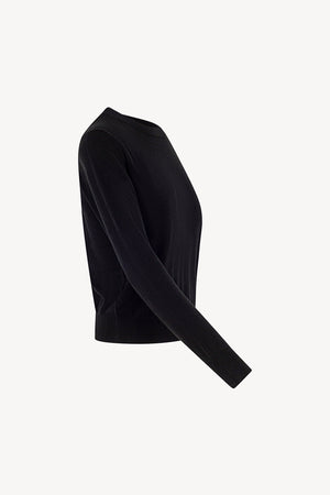 Maglia Girocollo in Seta Cashmere Extrafine Nero