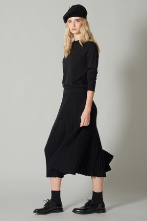 Maglia Girocollo in Seta Cashmere Extrafine Nero