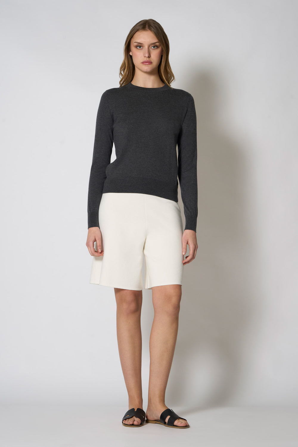 Maglia Girocollo in Seta Cashmere Extrafine Grigio