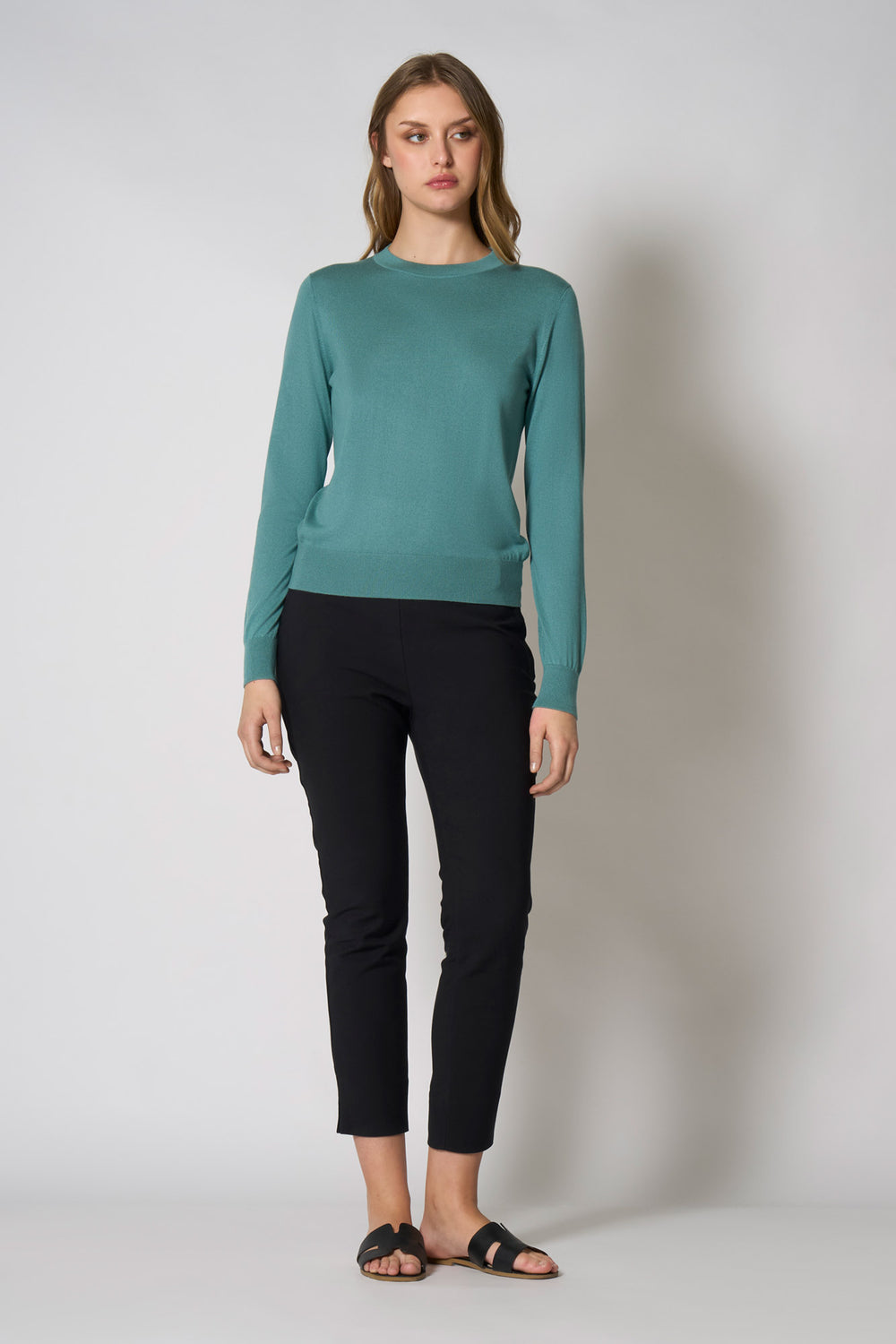 Maglia Girocollo in Seta Cashmere Extrafine Lichene