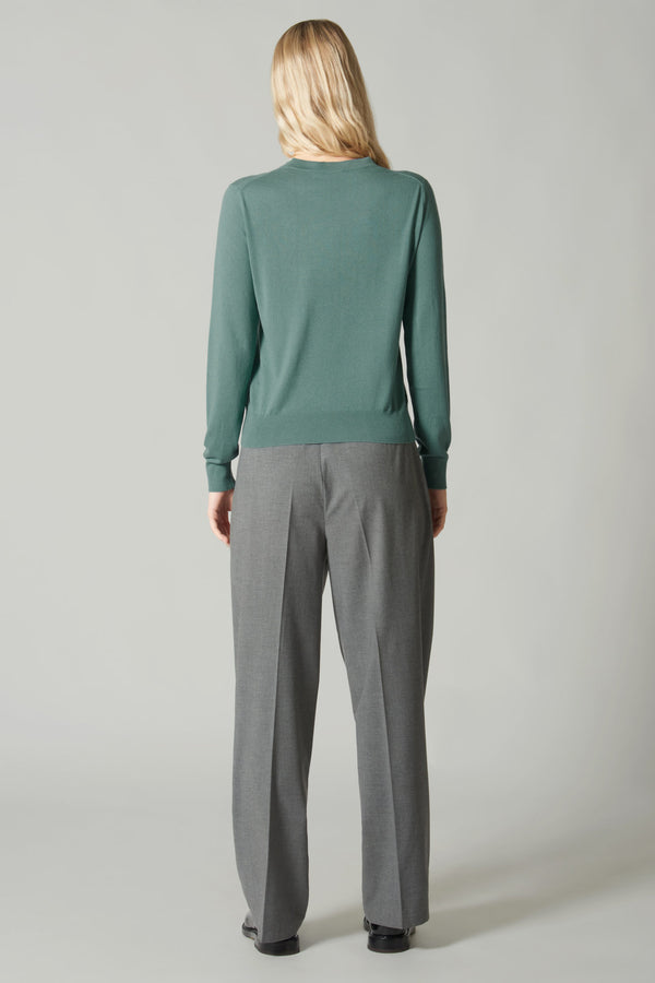 Maglia Girocollo in Seta Cashmere Extrafine Lichene