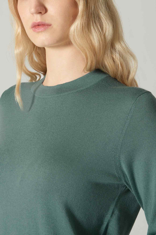 Maglia Girocollo in Seta Cashmere Extrafine Lichene