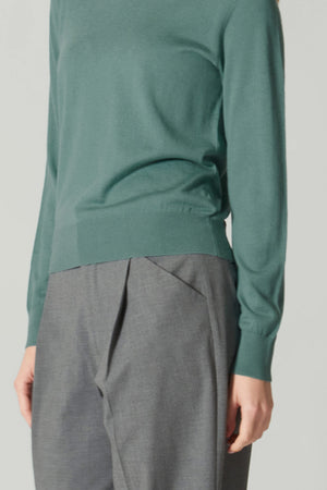 Maglia Girocollo in Seta Cashmere Extrafine Lichene