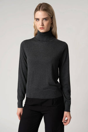 Maglia Dolcevita in Seta Cashmere Extrafine Nero